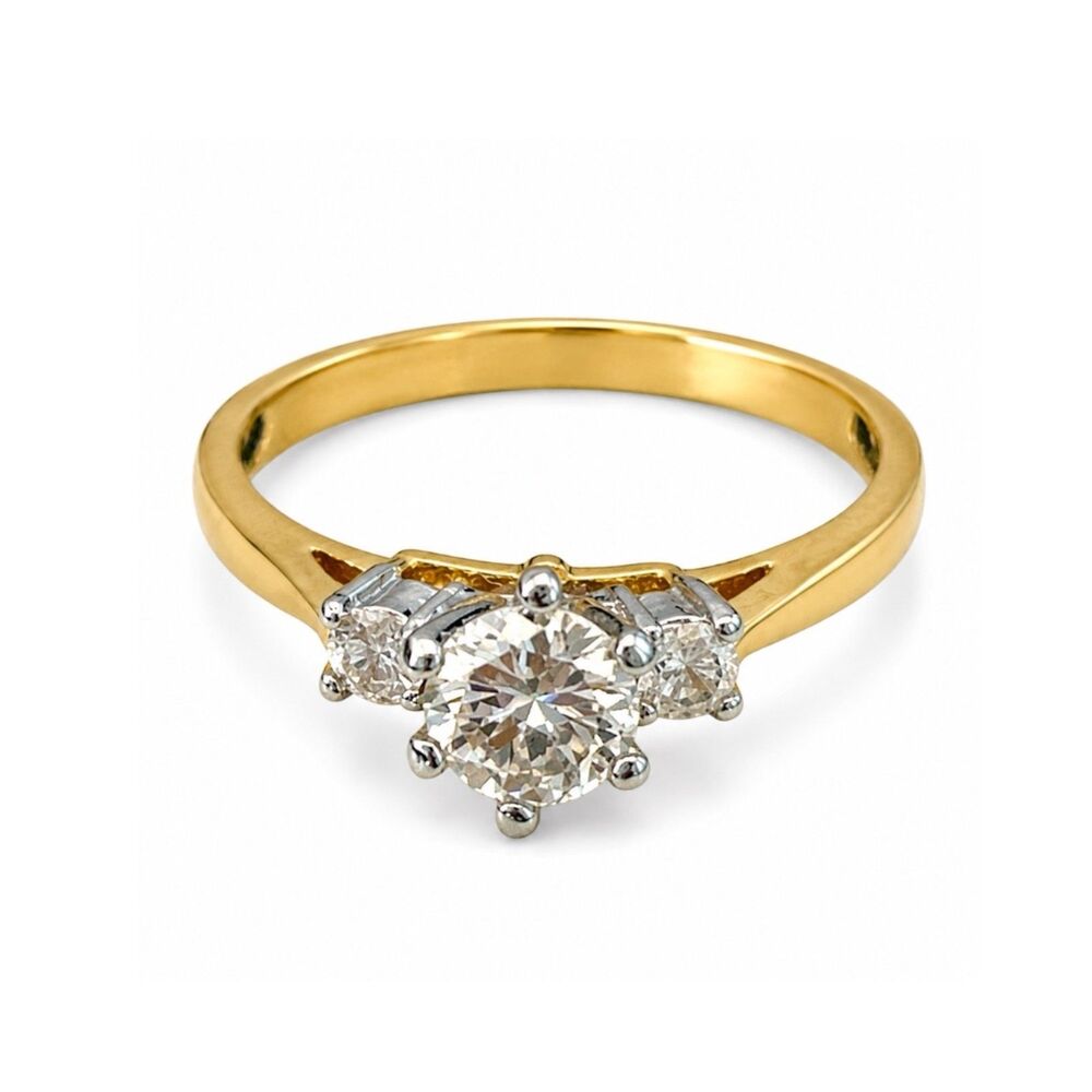 Vintage 1970s Ring Size 9 CZ Engagement Style Gold Plated Band - 14Y